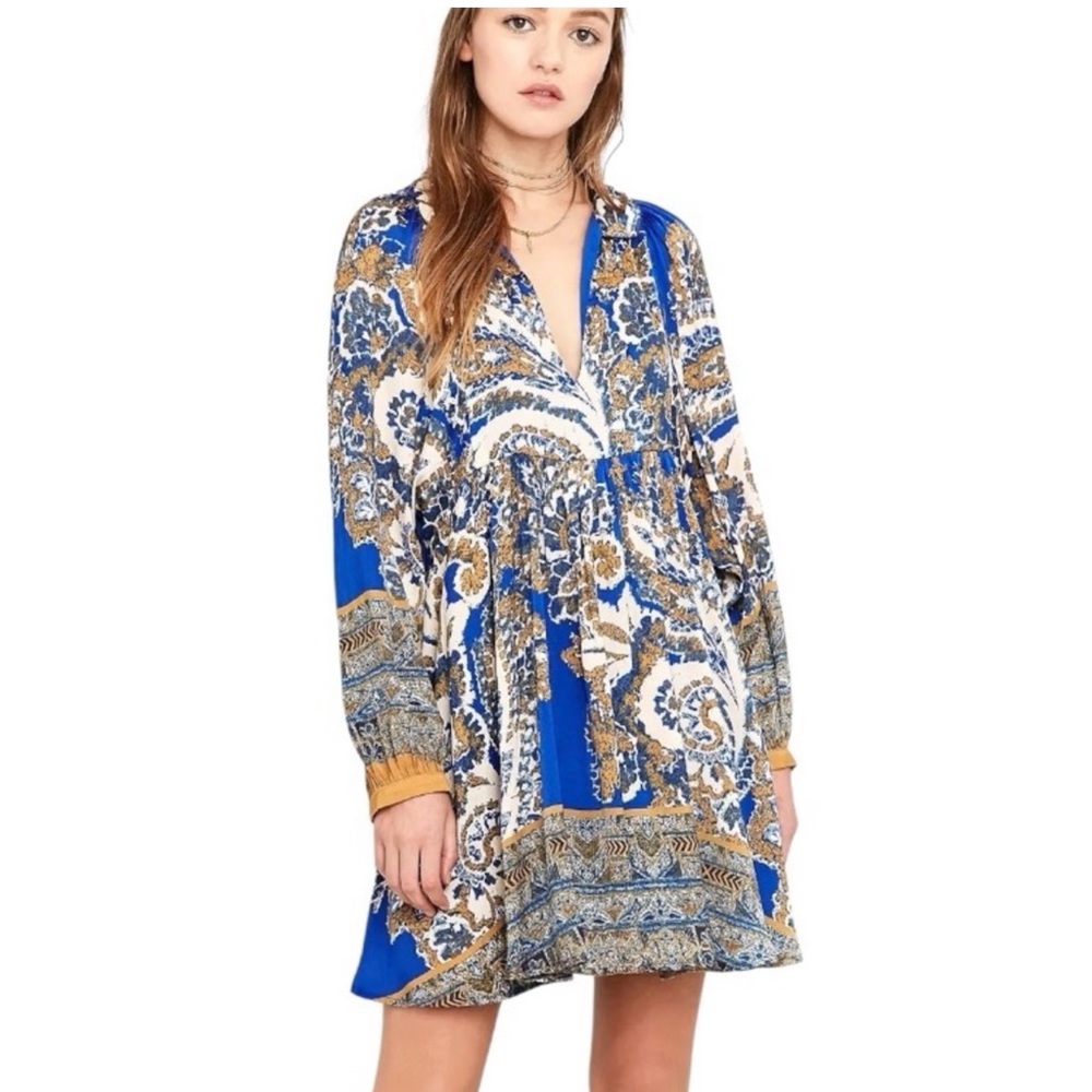 Free People Dress Say You Love Me Printed Flowy Mini Dress Sz M - Picture 3 of 10